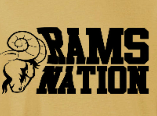 Rams Nation T-Shirts-with Black lettering