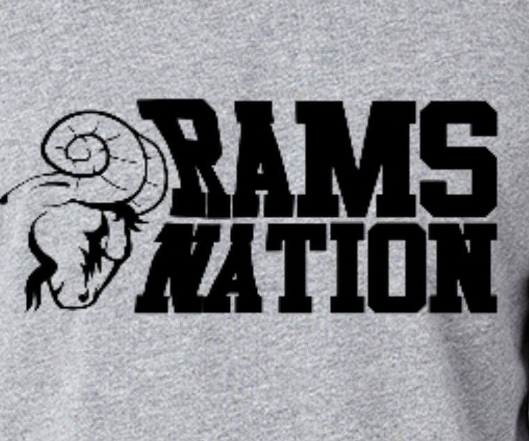 Rams Nation T-Shirts-with Black lettering